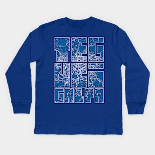 Tegucigalpa, Honduras Map Typography - Blueprint Kids Long Sleeve T-Shirt